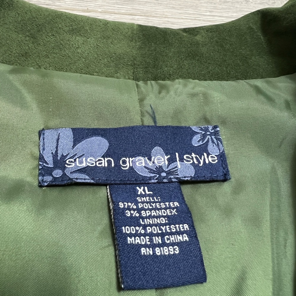 Susan Graver Boho jacket blazer Evergreen XL size - Picture 11 of 11